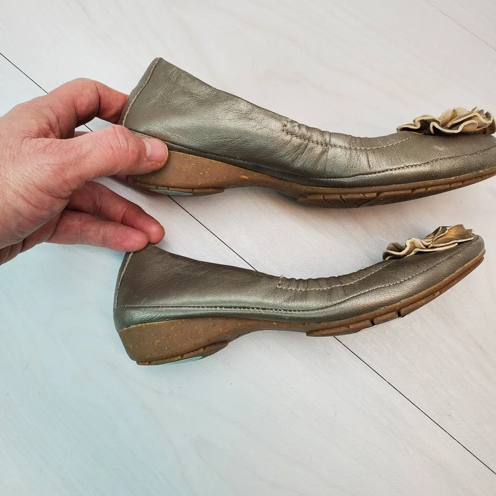 Naya Womens Leather Ballet Flats Floral Detail Comfort Slip On Shoes Size‎ 4M